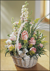 Blushing Beauty Basket from Clermont Florist & Wine Shop, flower shop in Clermont