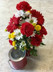 Red Paint Bucket from Clermont Florist & Wine Shop, flower shop in Clermont