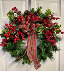 Christmas Traditions Wreath from Clermont Florist & Wine Shop, flower shop in Clermont