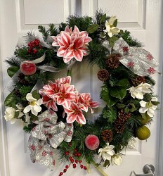 Permanent Amaryllis Wreath from Clermont Florist & Wine Shop, flower shop in Clermont
