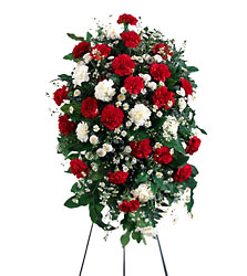 Crimson & White Standing Spray from Clermont Florist & Wine Shop, flower shop in Clermont