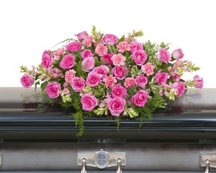 Peaceful Pink Casket Spray from Clermont Florist & Wine Shop, flower shop in Clermont