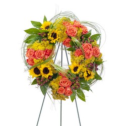 Heaven's Sunset Wreath from Clermont Florist & Wine Shop, flower shop in Clermont