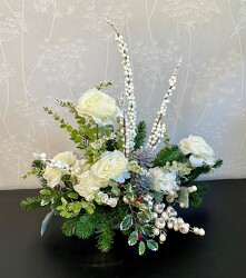 White Rose and Berry Arrangement from Clermont Florist & Wine Shop, flower shop in Clermont